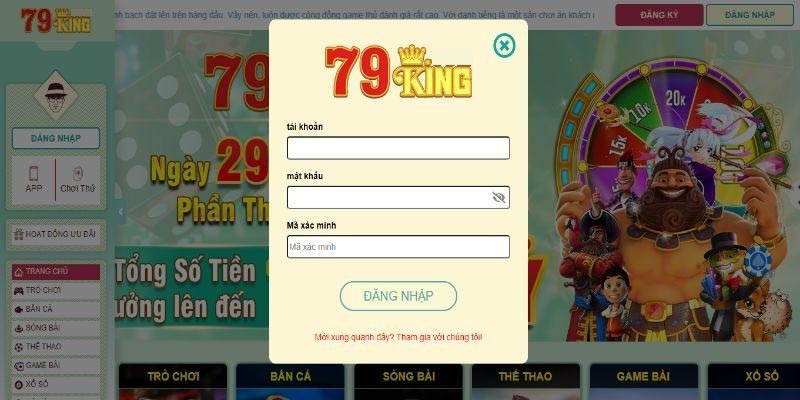 Hướng dẫn đăng nhập 79king cực đơn giản nhanh chóng